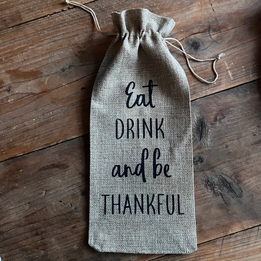 Wijn cadeauzak "Eat,drink and be thankful”